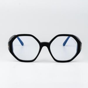 Tom Ford Woman Eyeglasses Black Blue Light Block Round FT5967-B 001 NEW AUTHENTI